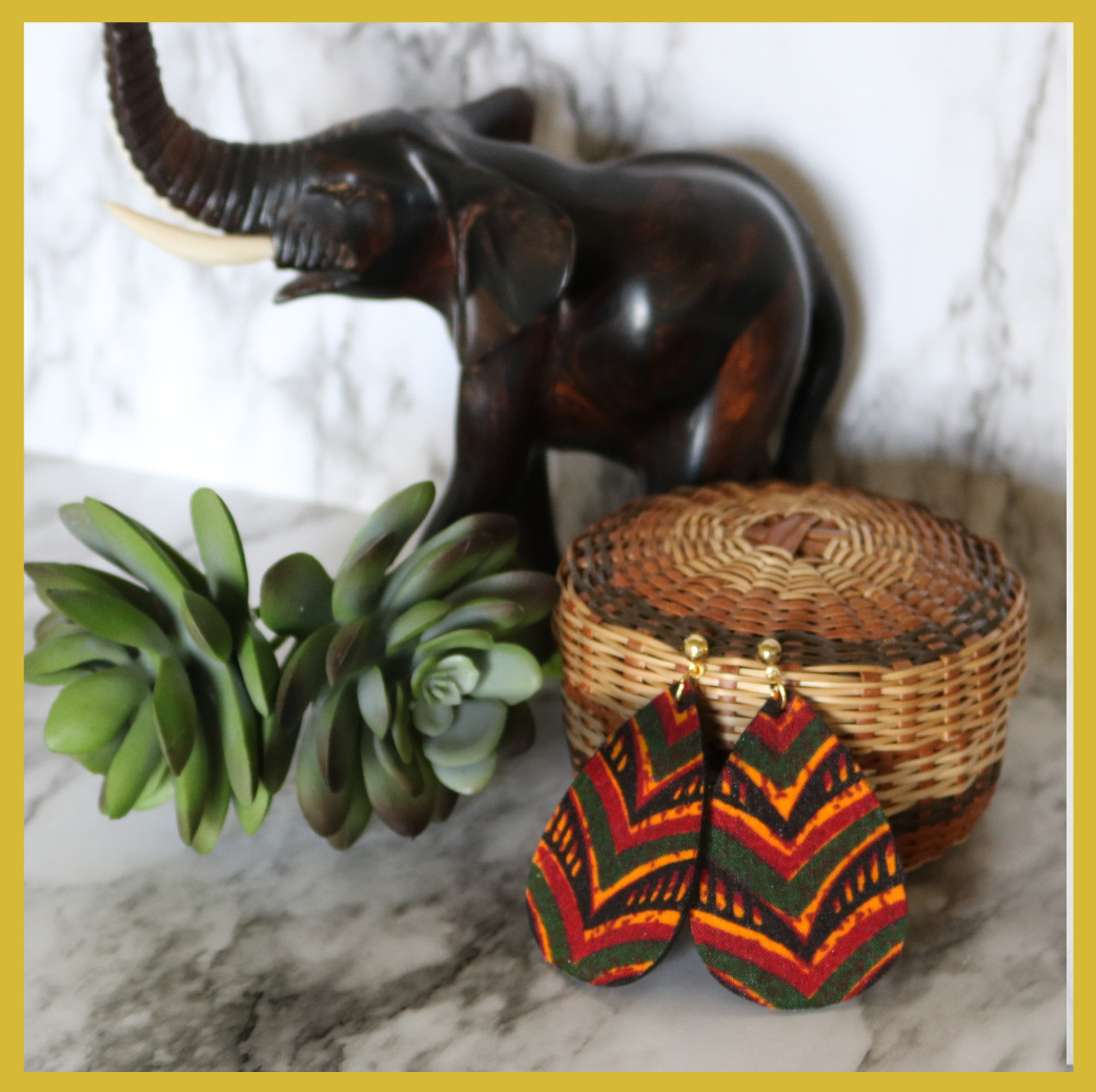 Earrings Vanna Kente and wood