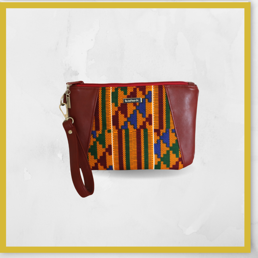 Burgundy Kente Wristlet