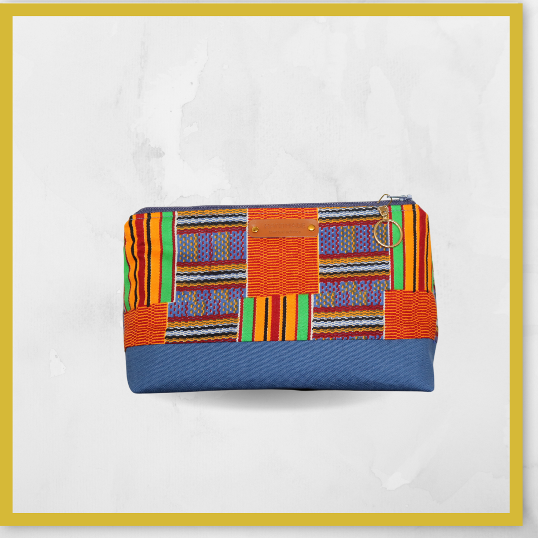 Kente Blue Cosmetic Bag